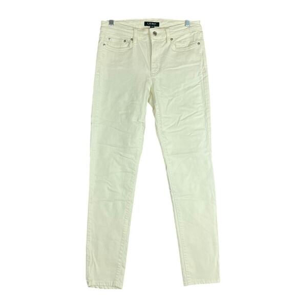 Ralph Lauren Women Jeans Off White Denim Mid Rise Classic Skinny Curvy Stretch 6 - Picture 1 of 12